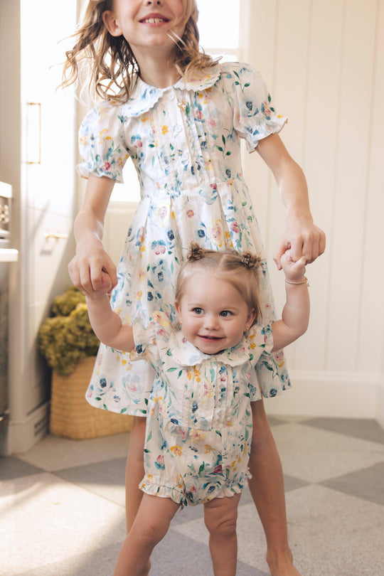 Baby Sophia Romper in Blue Bouquet