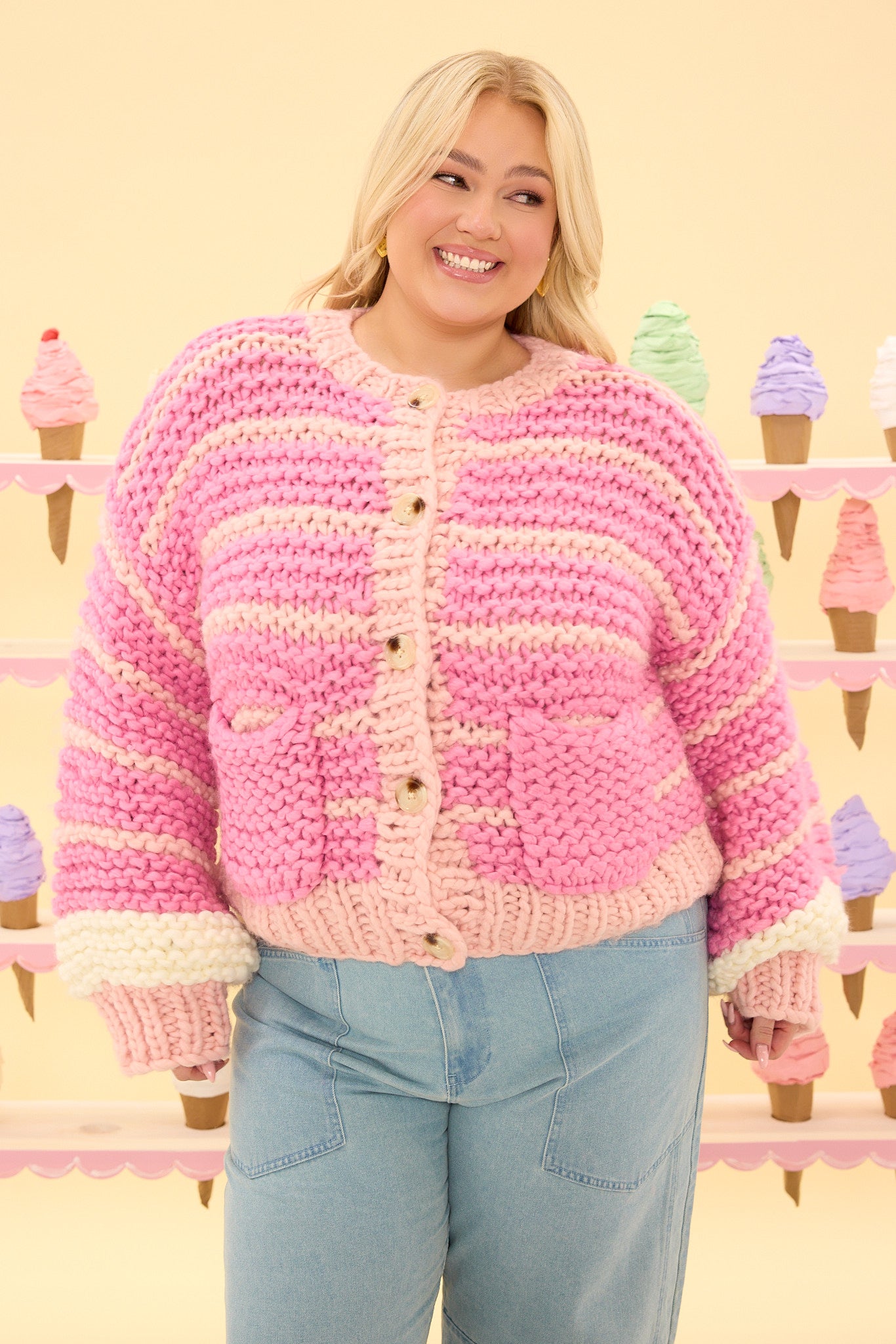 HYEON ♡ waffle cardigan / pink beige Womens Waffle Knit Cardigan | Mommy and Me – Hayden Girls