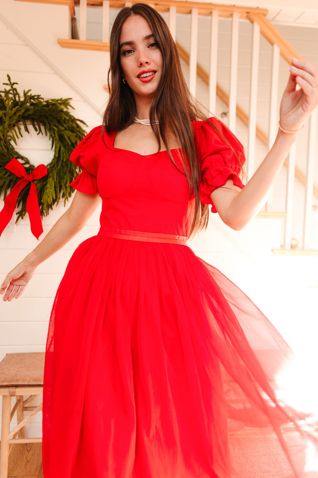 Ivy City Co Ballerina Dress in Red - Final Sale Small