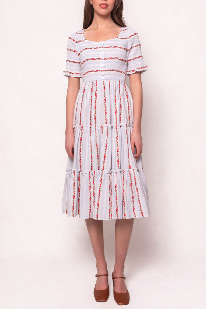 Beatrice Dress in Floral Stripe