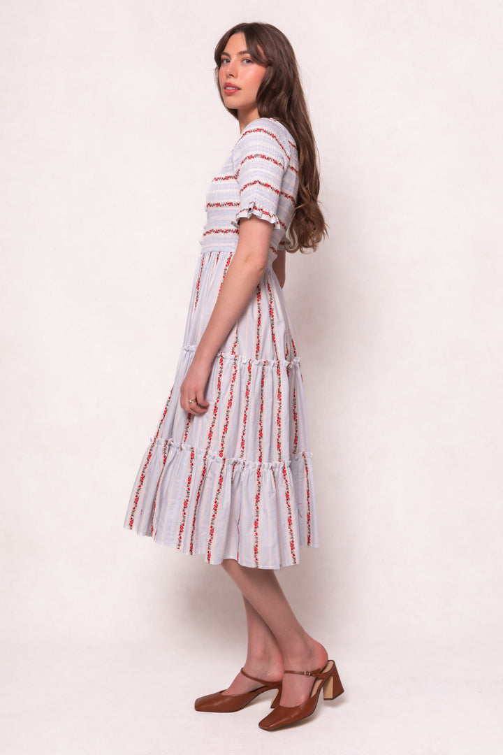 Beatrice Dress in Floral Stripe