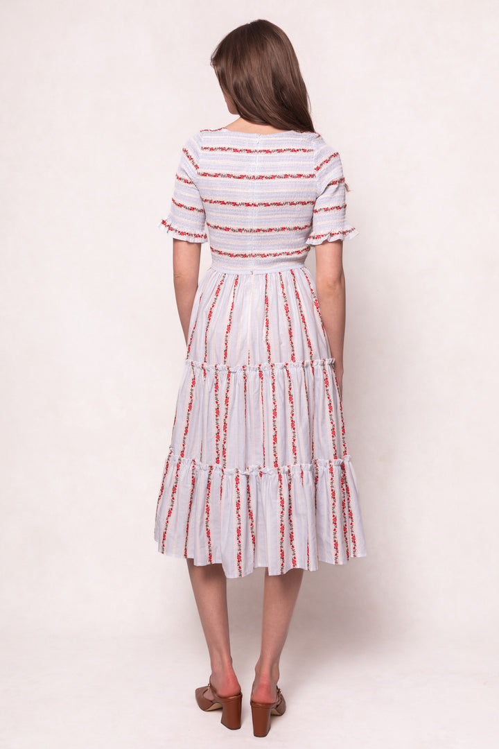 Beatrice Dress in Floral Stripe