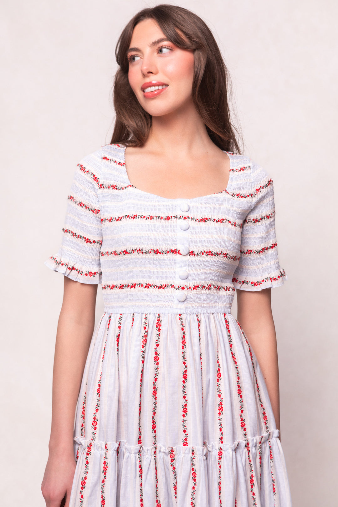 Beatrice Dress in Floral Stripe