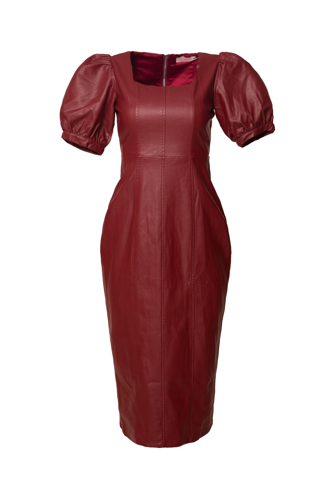 Bebe Vegan Leather Dress in Oxblood