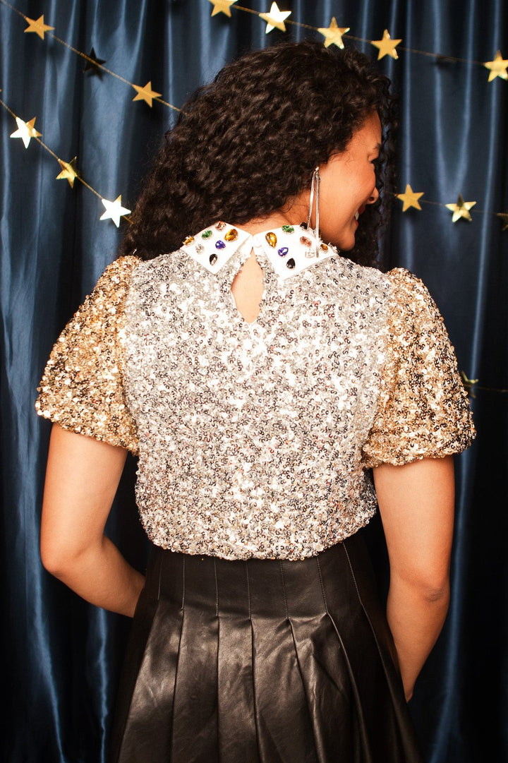 Bedazzle Top in Metallic Sequin