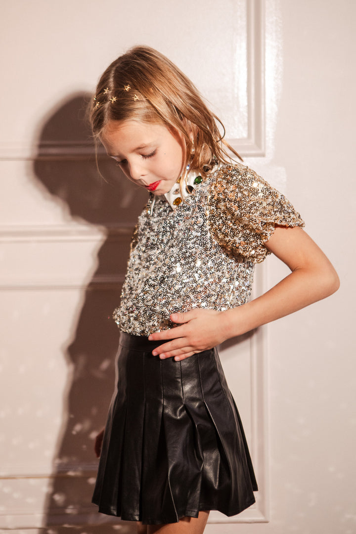 Mini Bedazzle Top in Metallic Sequin