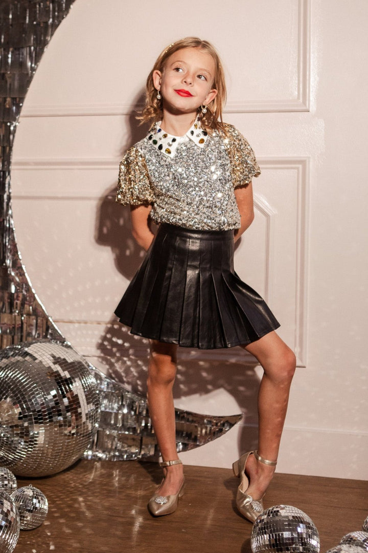 Mini Bedazzle Top in Metallic Sequin