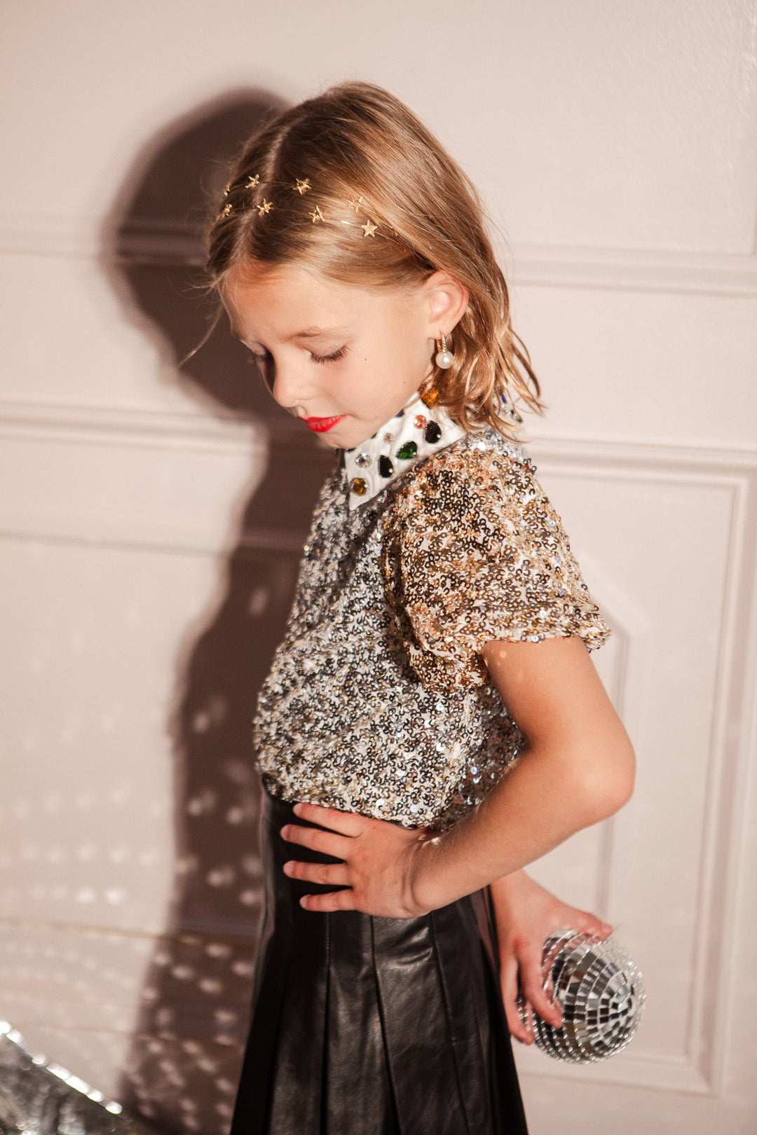 Mini Bedazzle Top in Metallic Sequin