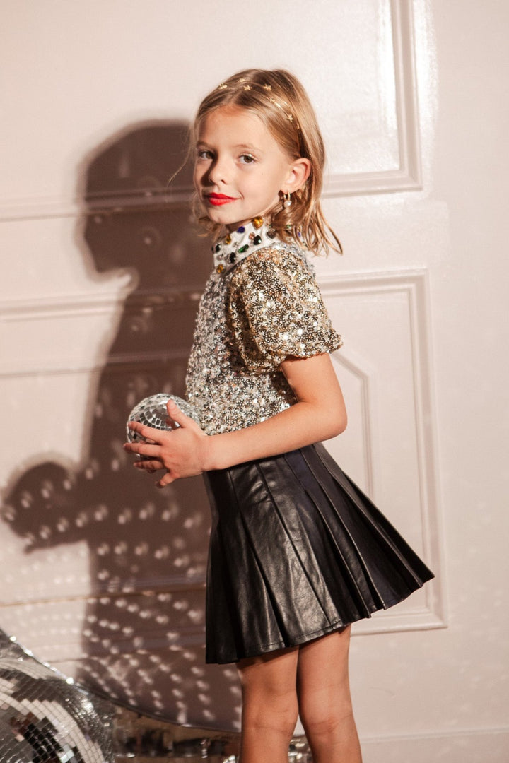 Mini Bedazzle Top in Metallic Sequin