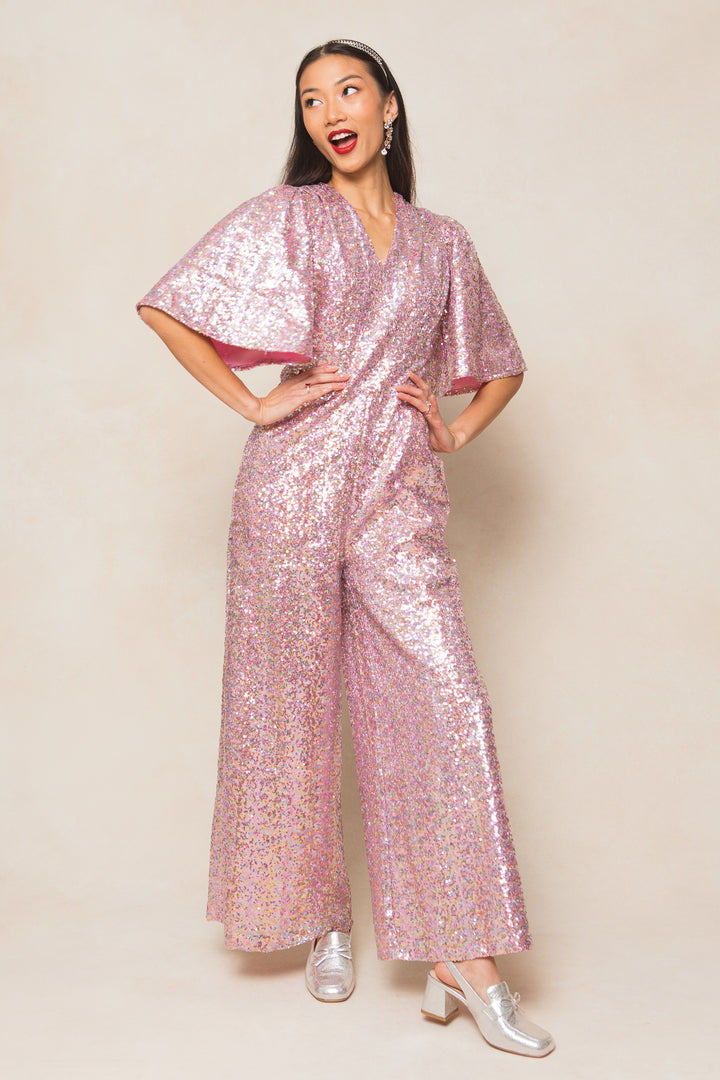 Bejeweled Jumpsuit in Pink