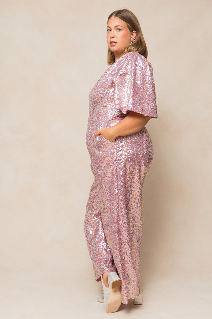 Bejeweled Jumpsuit in Pink