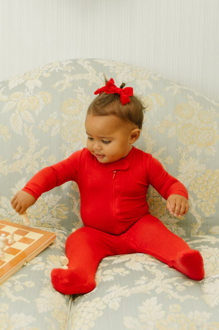 Baby So Soft Footie One Piece Pajama in Red - FINAL SALE