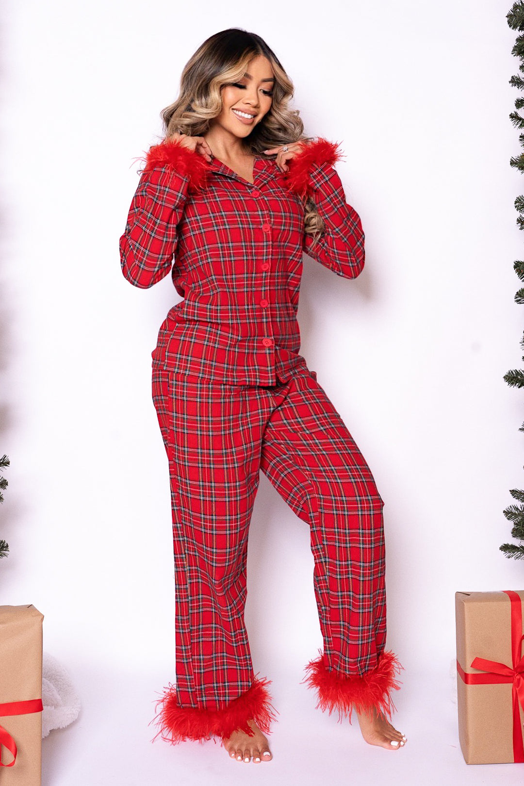 Benjamin Pajama Set in Holiday Plaid