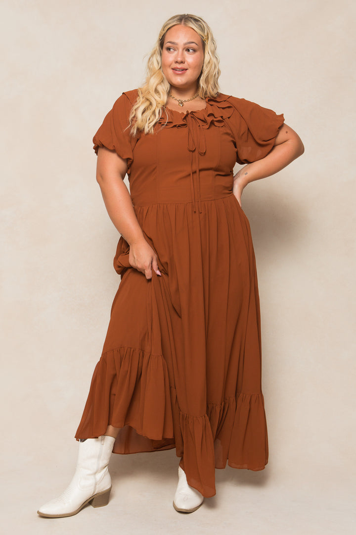 Billie Dress in Amber Chiffon