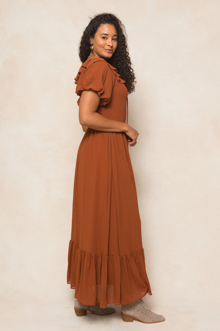 Billie Dress in Amber Chiffon