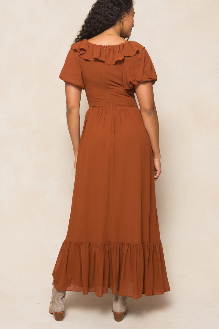 Billie Dress in Amber Chiffon