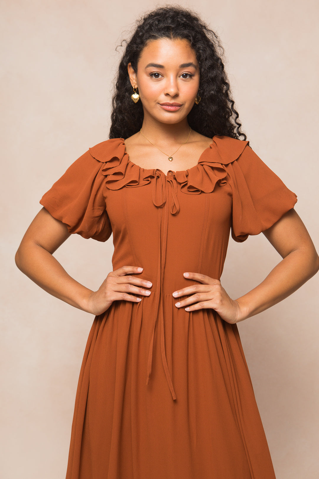 Billie Dress in Amber Chiffon