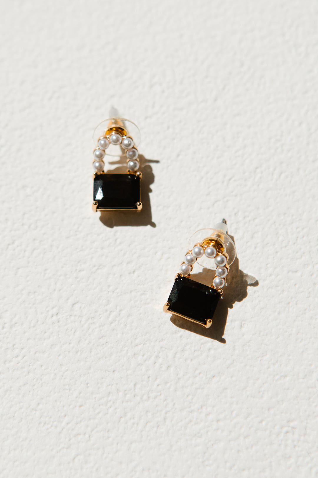 Black Jewel and Pearl Purse Earrings