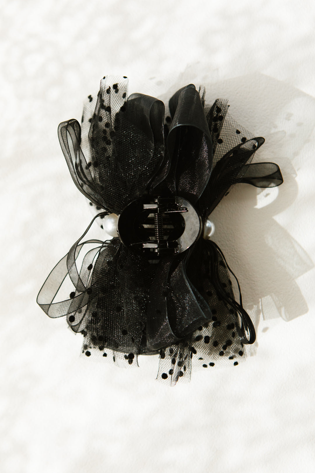 Black Tulle Dot Hair Claw Clip