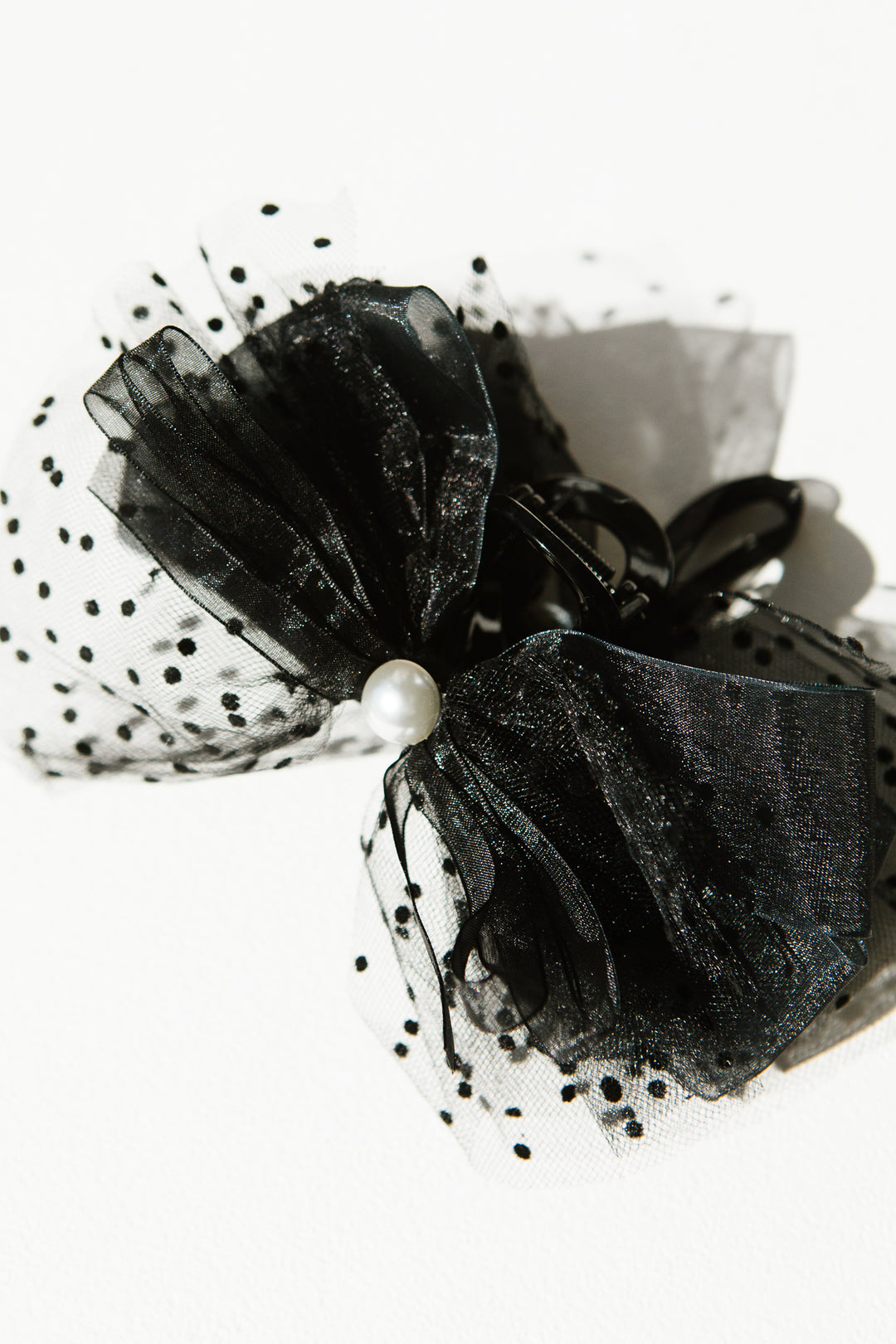 Black Tulle Dot Hair Claw Clip