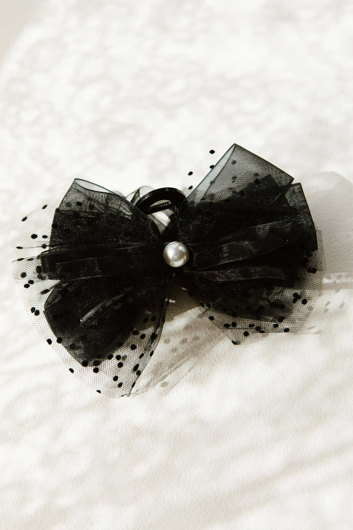 Black Tulle Dot Hair Claw Clip