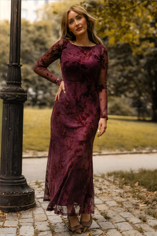 blair red dress in Maroon Burnout Floral – Ivy City Co Maxi Evening Dresses Online and leg Size:16/48 Princess Diana's Revenge Dress