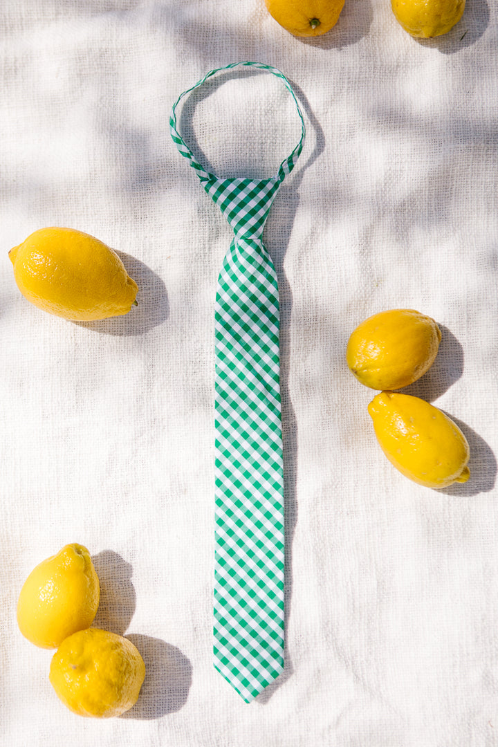 Boys Max Tie in Green Gingham