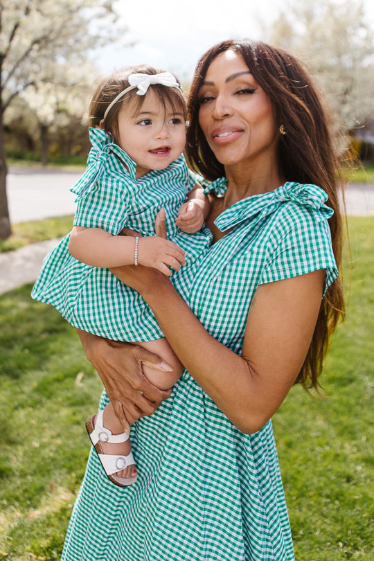 Baby Blakely Dress Set in Green Gingham