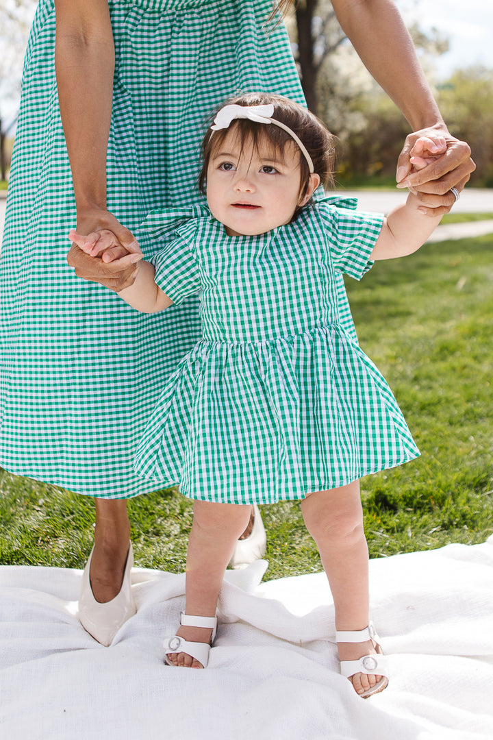 Baby Blakely Dress Set in Green Gingham