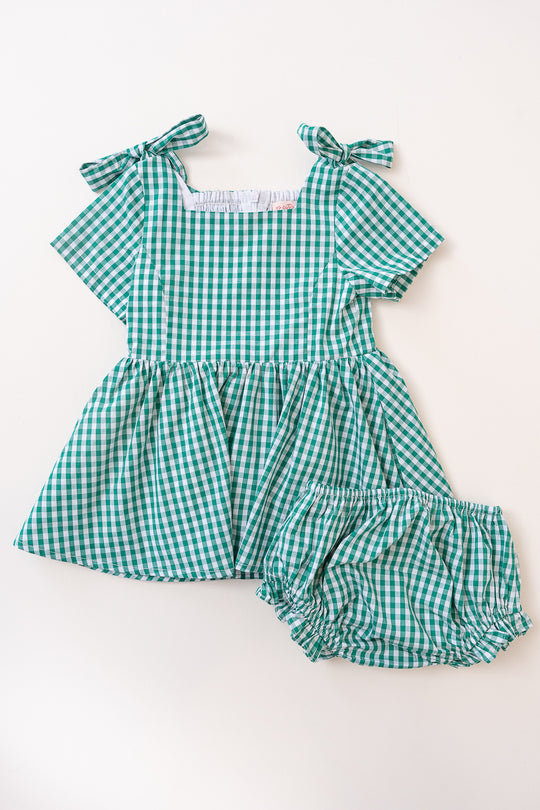 Baby Blakely Dress Set in Green Gingham