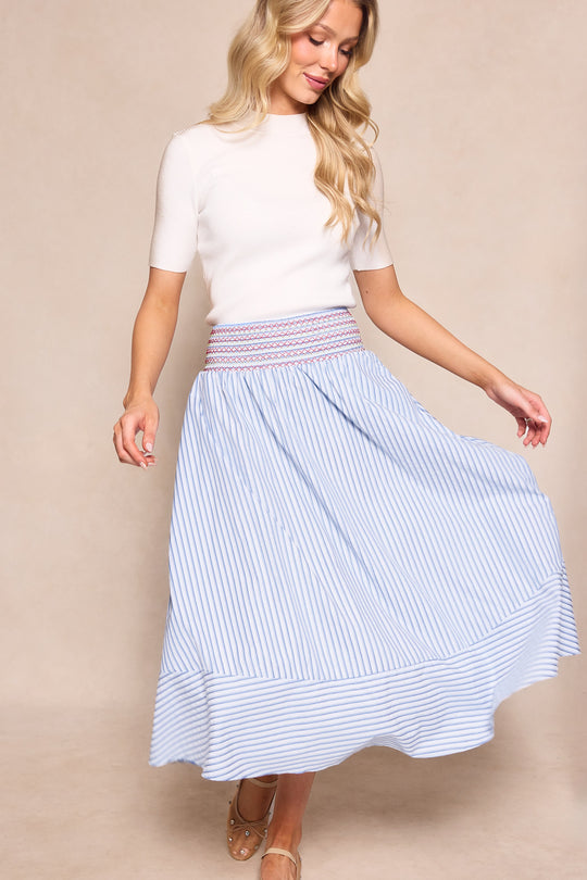 Bluebell Skirt in Blue & White Stripes