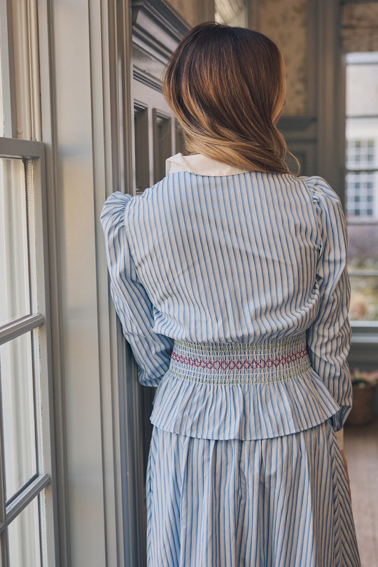 Bluebell Top in Blue & White Stripes