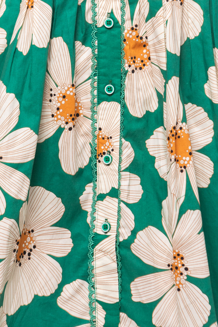Bowie Dress in Green with White Floral