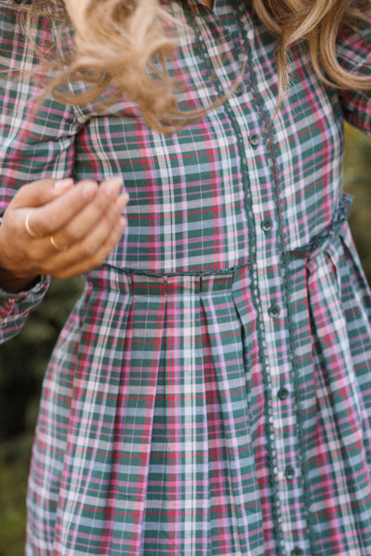 Bowie Long Sleeve Dress in Season's Greetings Plaid