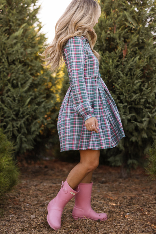 Bowie Long Sleeve Dress in Season's Greetings Plaid