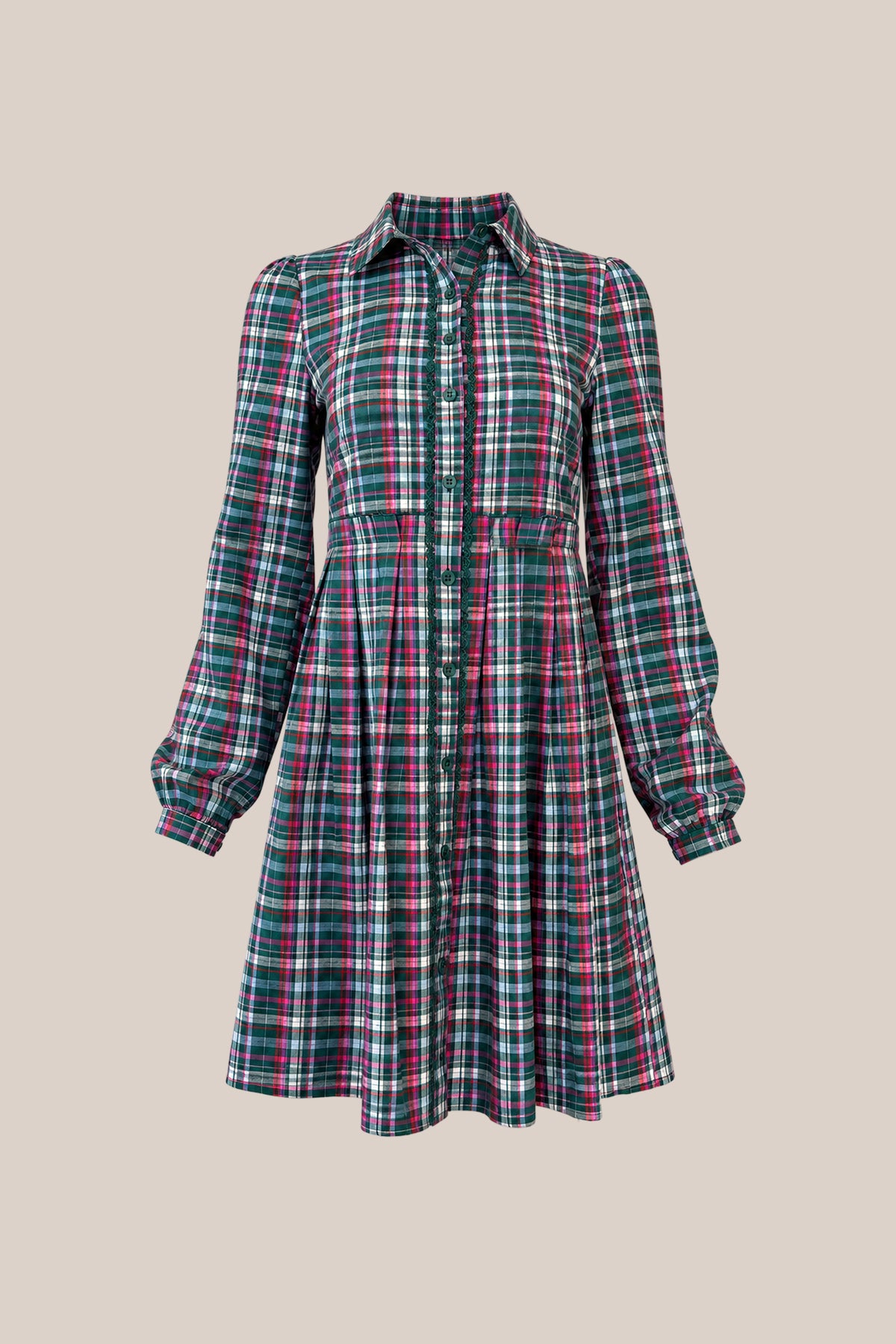 Bowie Long Sleeve Dress in Season's Greetings Plaid