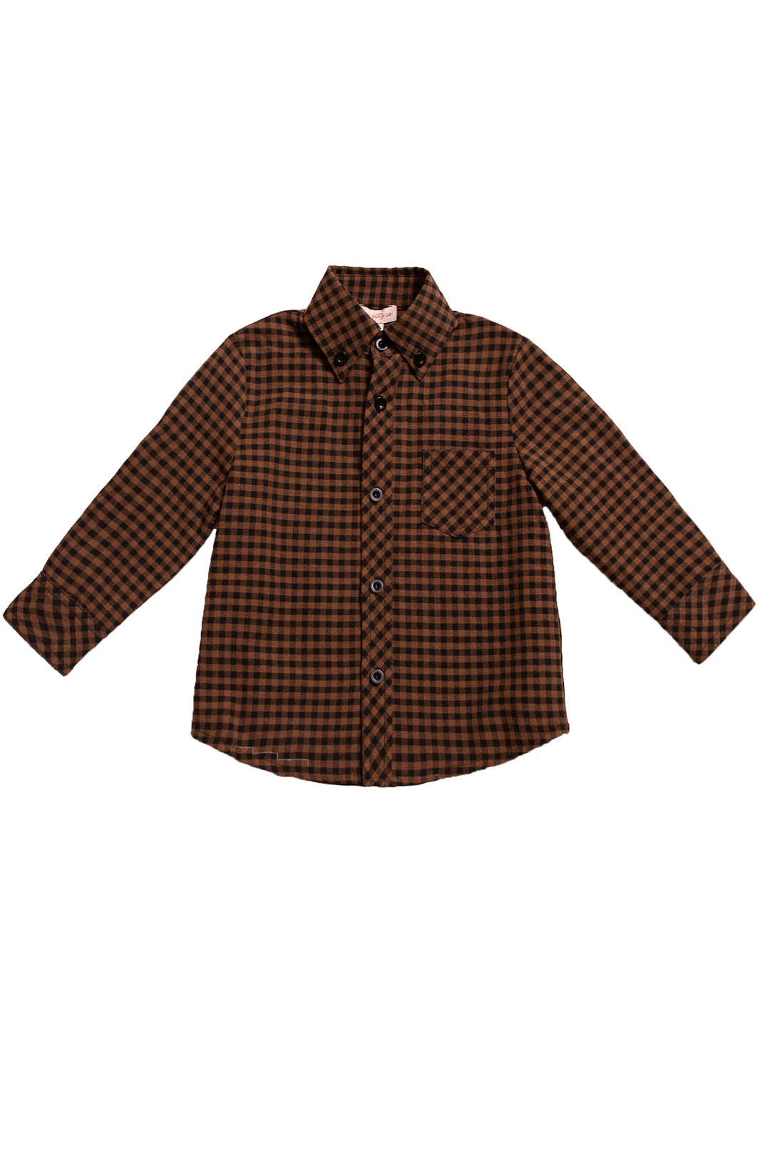 Boys John Shirt in Maple Brown Gingham