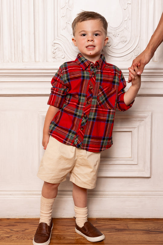 Boys John Shirt in Holiday Plaid