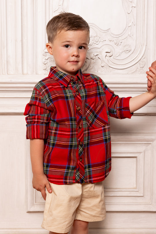 Boys John Shirt in Holiday Plaid