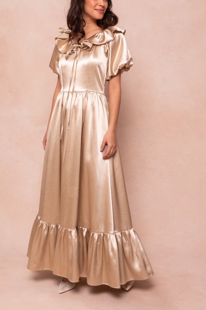 Billie Dress in Champagne Satin