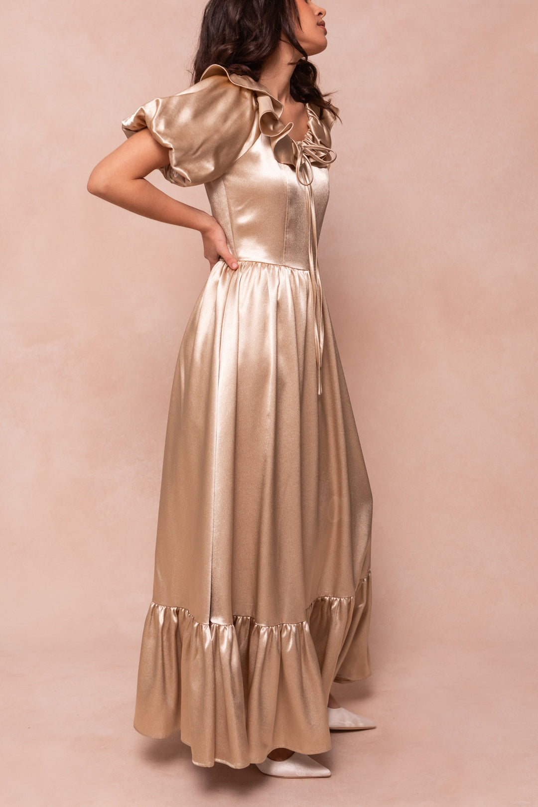 Billie Dress in Champagne Satin