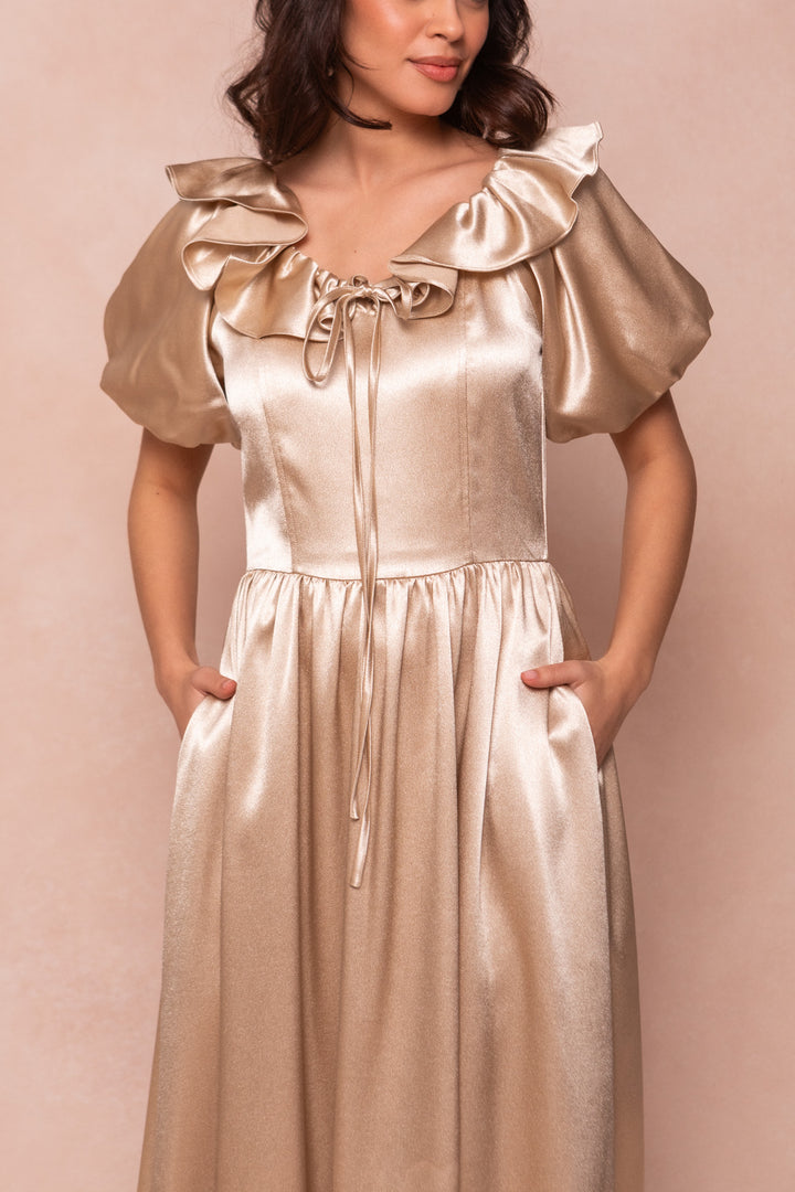 Billie Dress in Champagne Satin