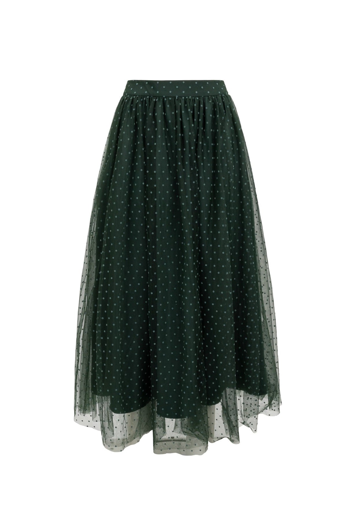 Brigitte Skirt in Emerald Flocked Dot Tulle – Ivy City Co