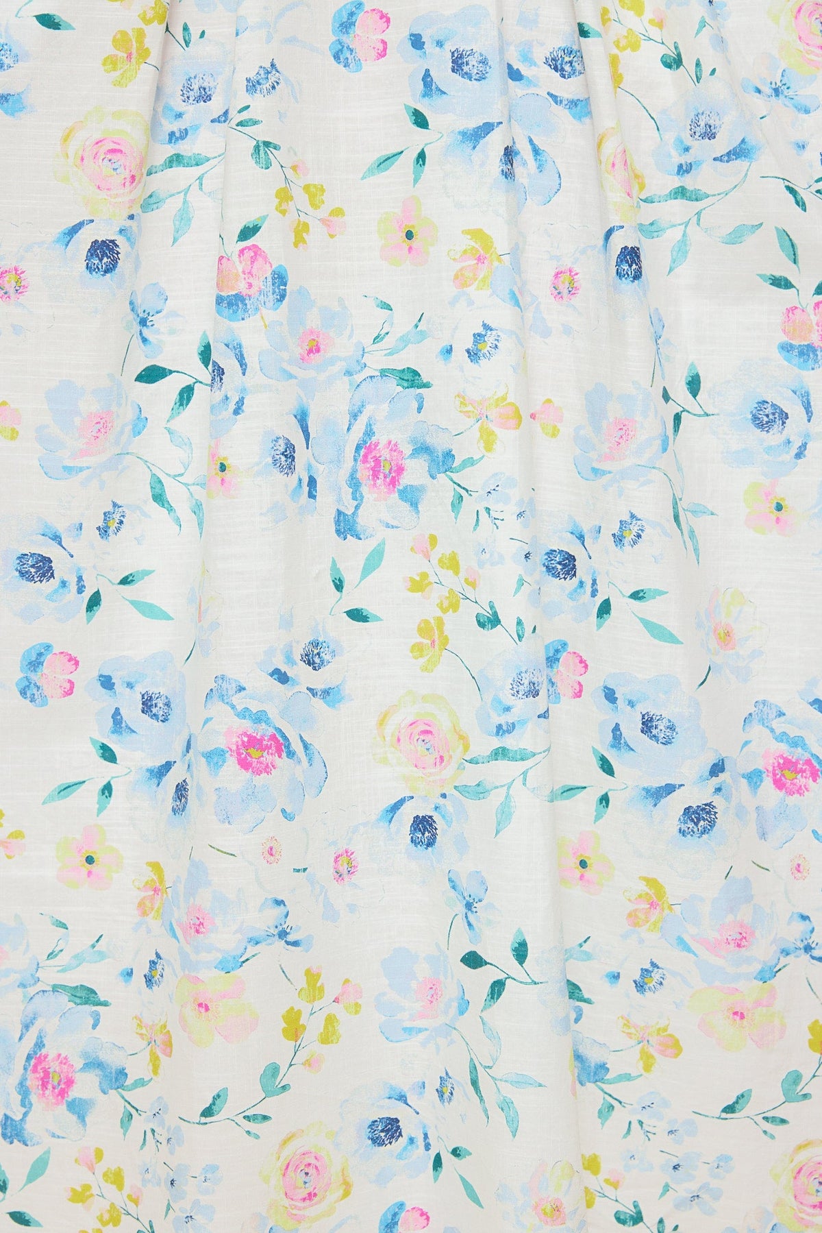 Crafted from a light, watercolor-inspired fabric adorned with a pastel floral pattern of blue, pink, and yellow flowers with green leaves on a white background, the Sophia Dress in Blue Bouquet by Ivy City Co offers everyday comfort in a charming nursing-friendly design—perfect for your next bouquet-inspired look.