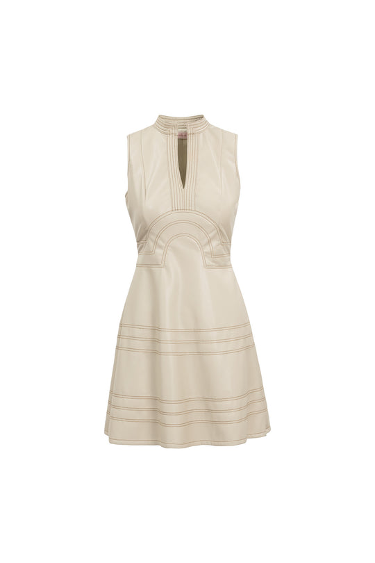 Faye Dress in Cream Vegan Leather