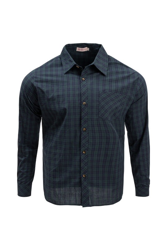 Dark plaid shirt on a white background