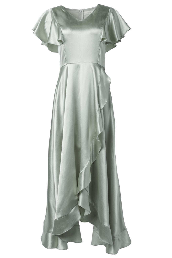 Callie Dress in Sage Satin