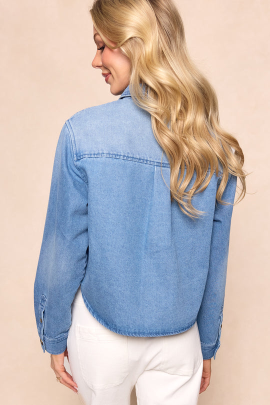 Caroline Top in Light Wash Denim