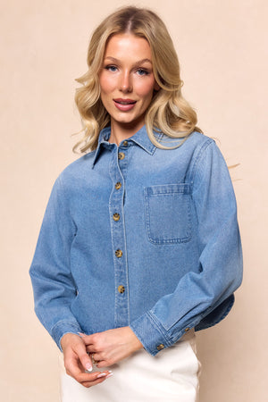 Caroline Top in Light Wash Denim