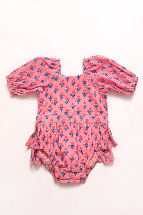 Baby Catalina Ruffle Romper in Pink